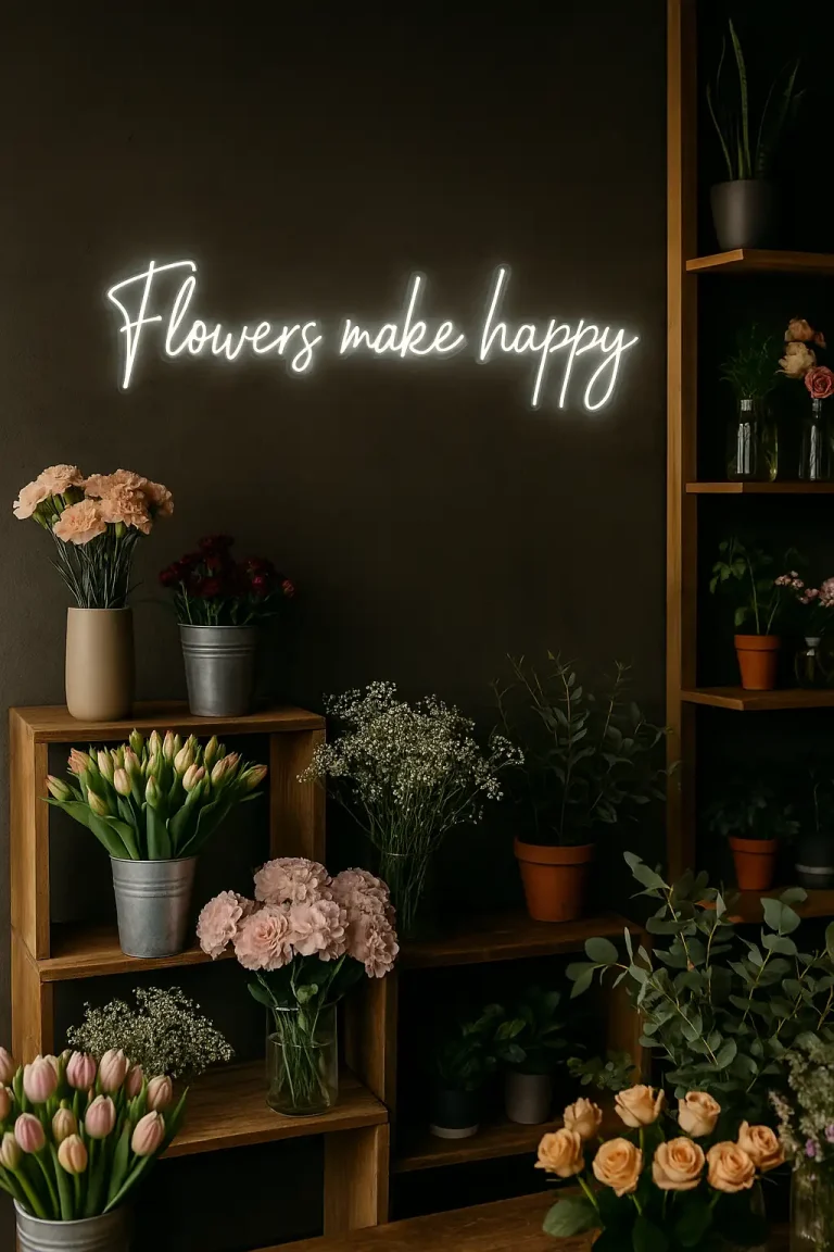 Flowers make happy neon led