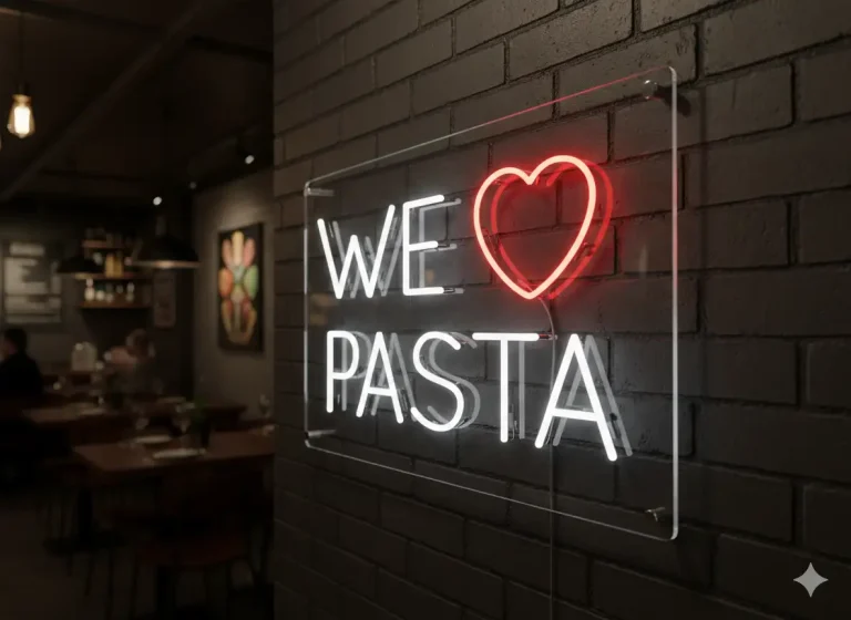Neon we love pasta