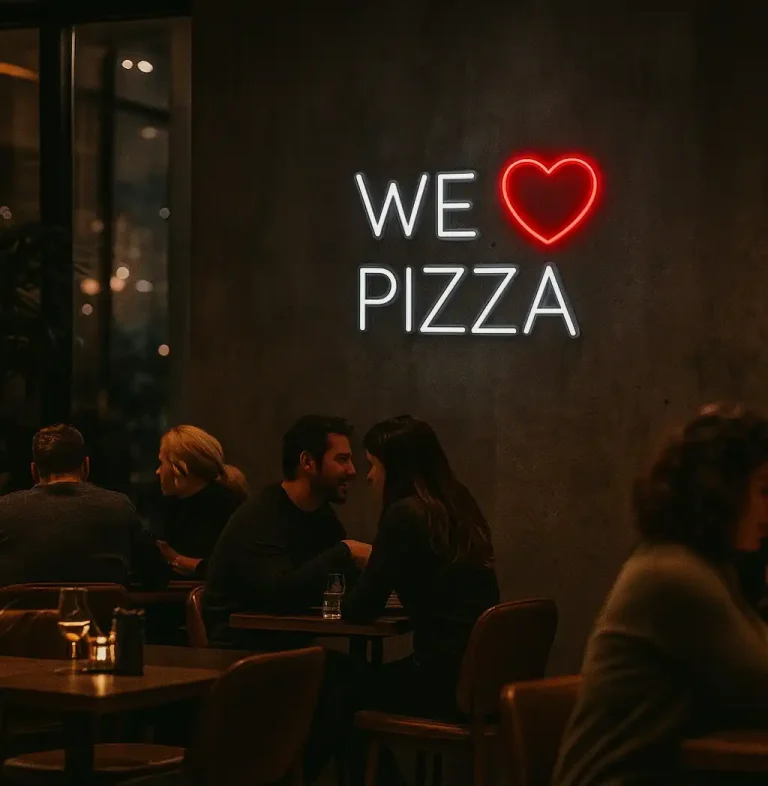 we love pizza Neon restaurant Neon sur mesure