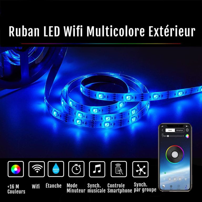 ruban led bleu multicolore