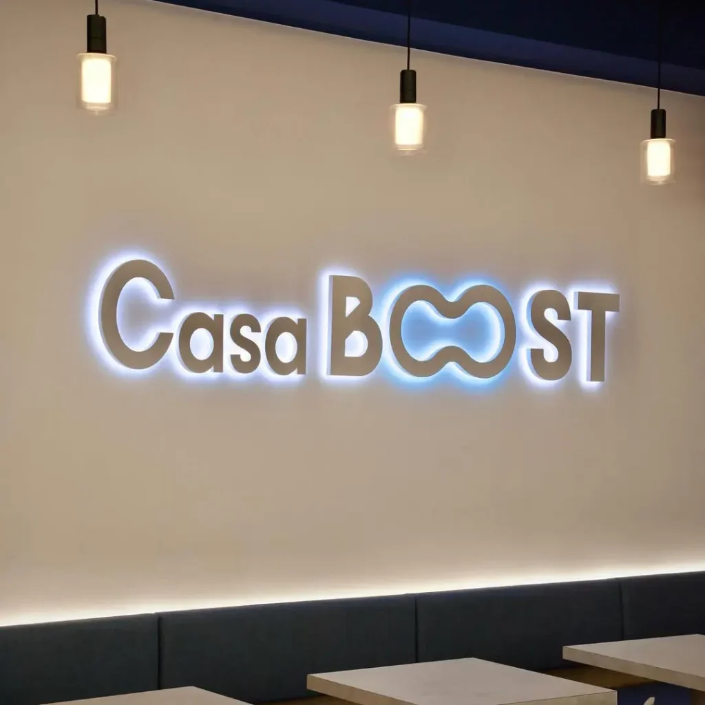 Enseigne logo retro eclairée casa boost