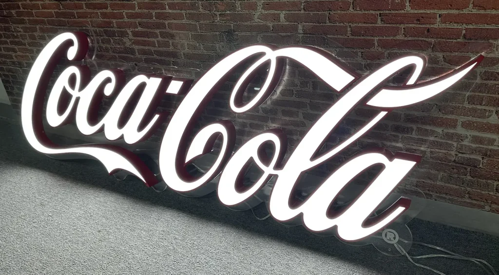 Logo Coca Cola lumineux led blanc froid rouge