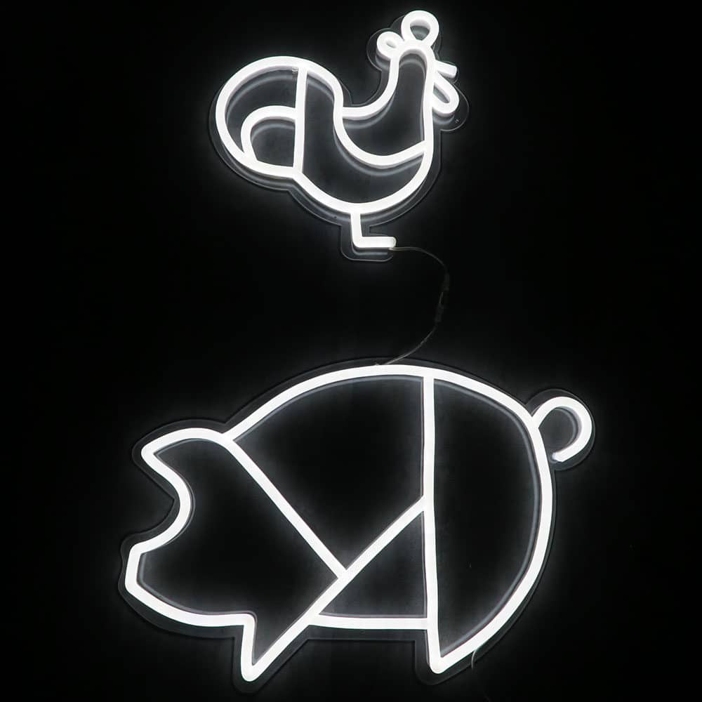 Neon LED coq et cochon