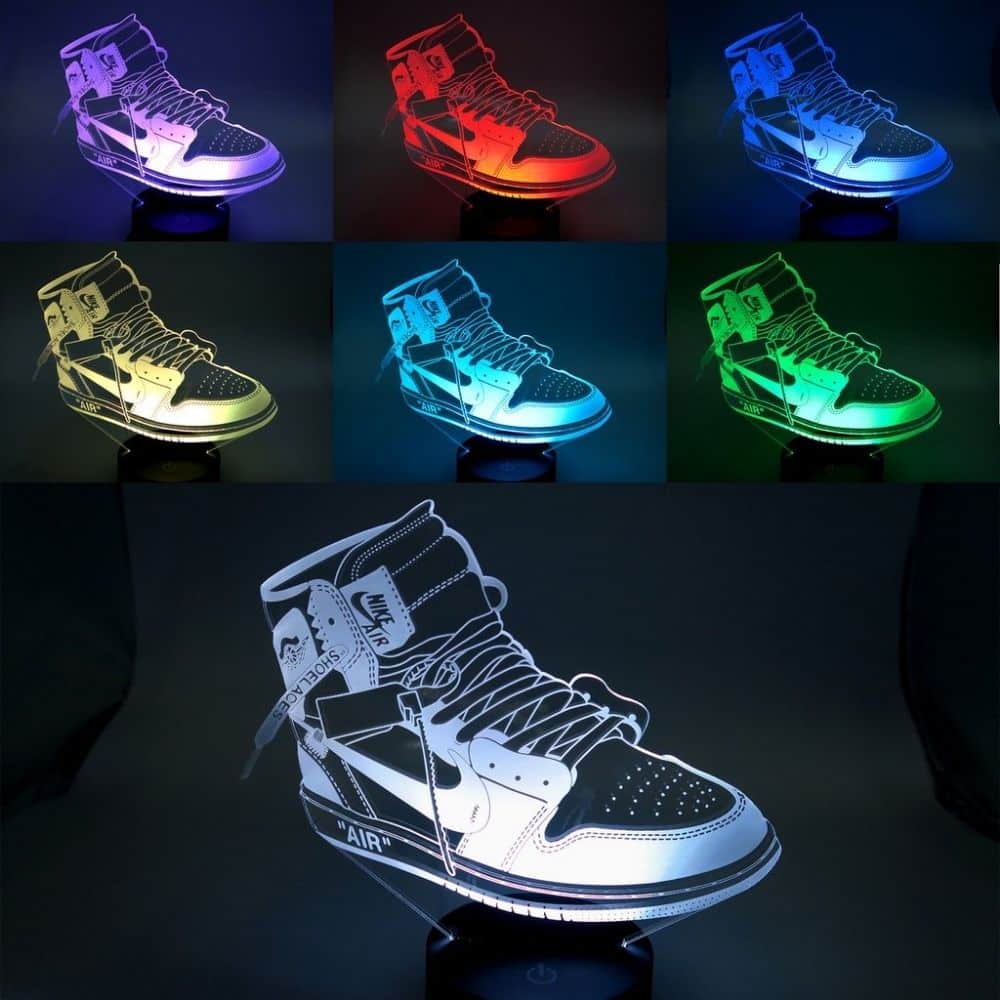 lampe led air jordan 1 off white sneaker basket la maison du neon