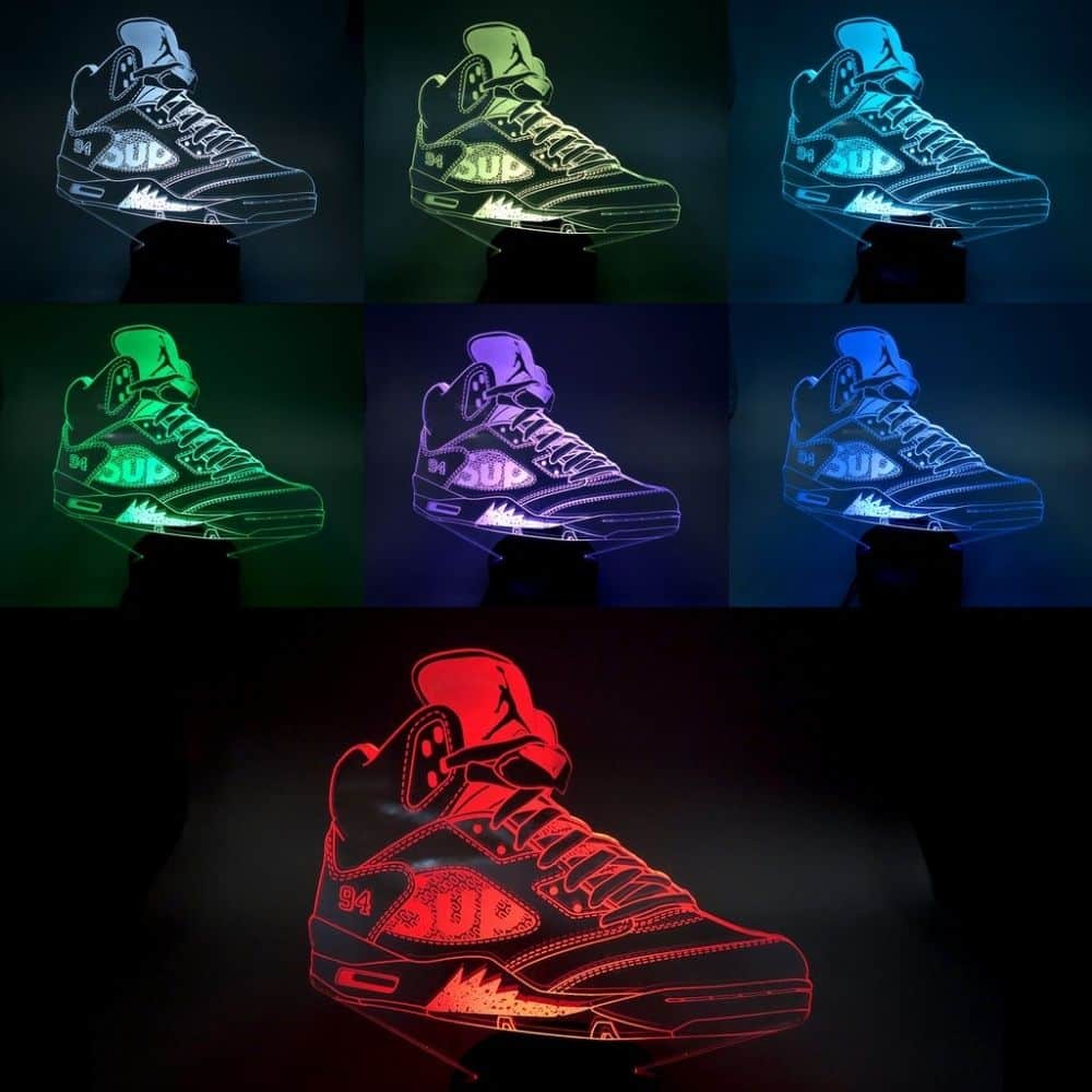 lampe led air jordan 5 supreme sneaker basket la maison du neon