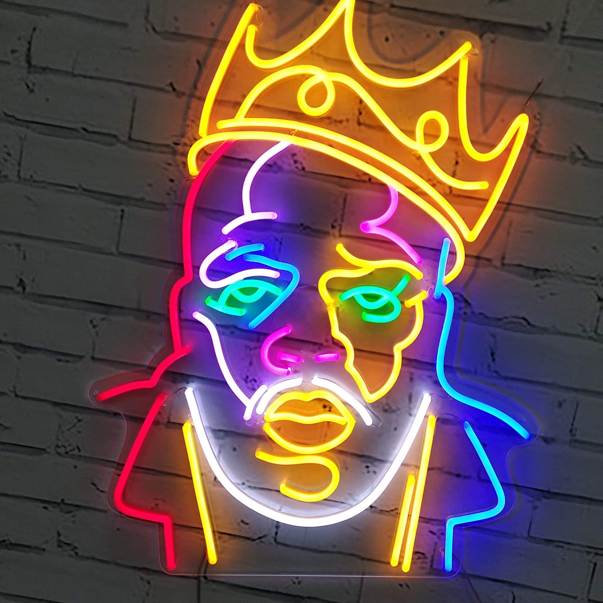 portrait notorious big neon coloré