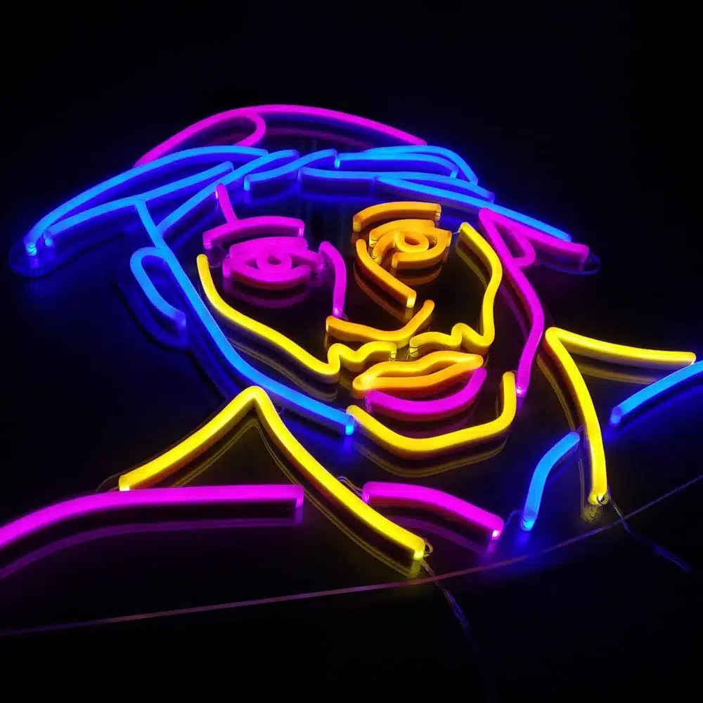 portrait tupac neon coloré