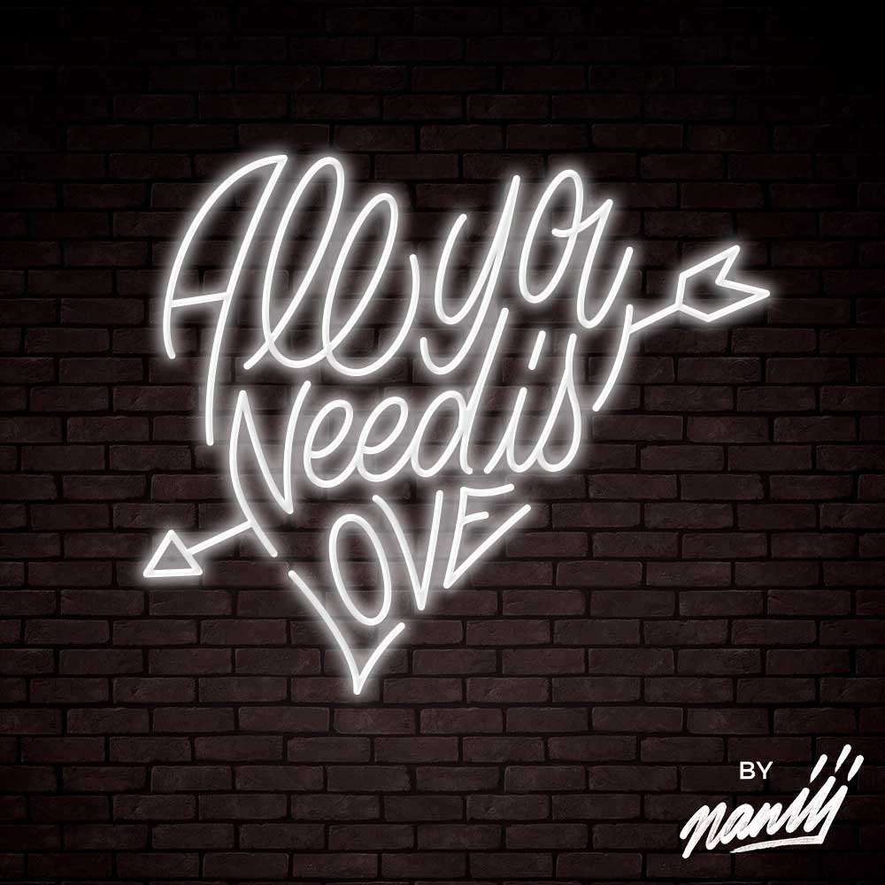 neon deco all you need is love blanc froid