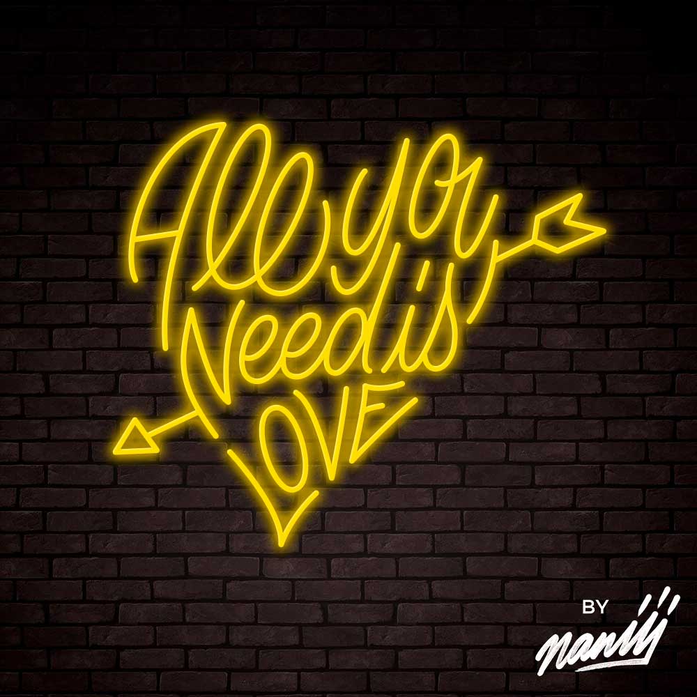 neon deco all you need is love jaune