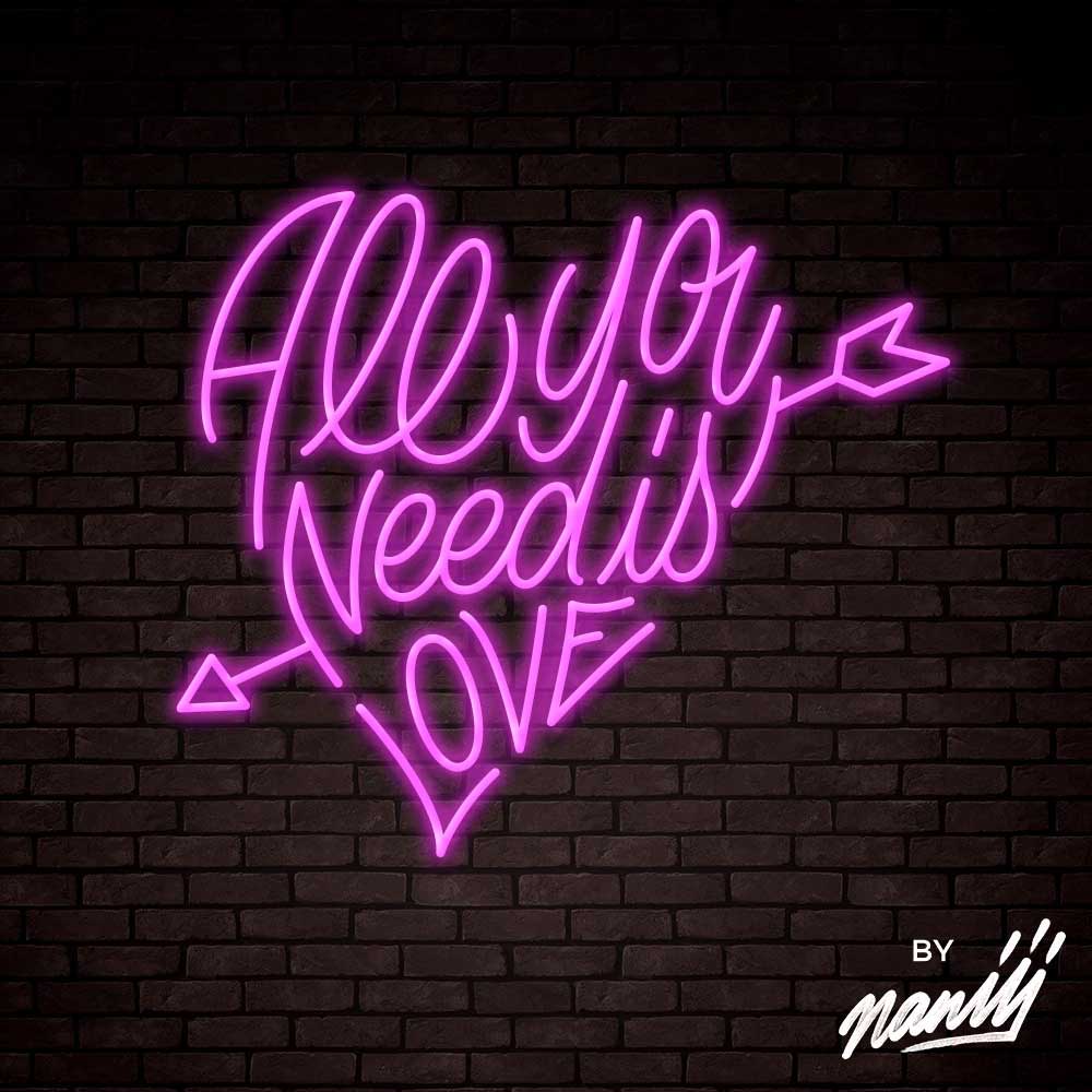 neon deco all you need is love rose