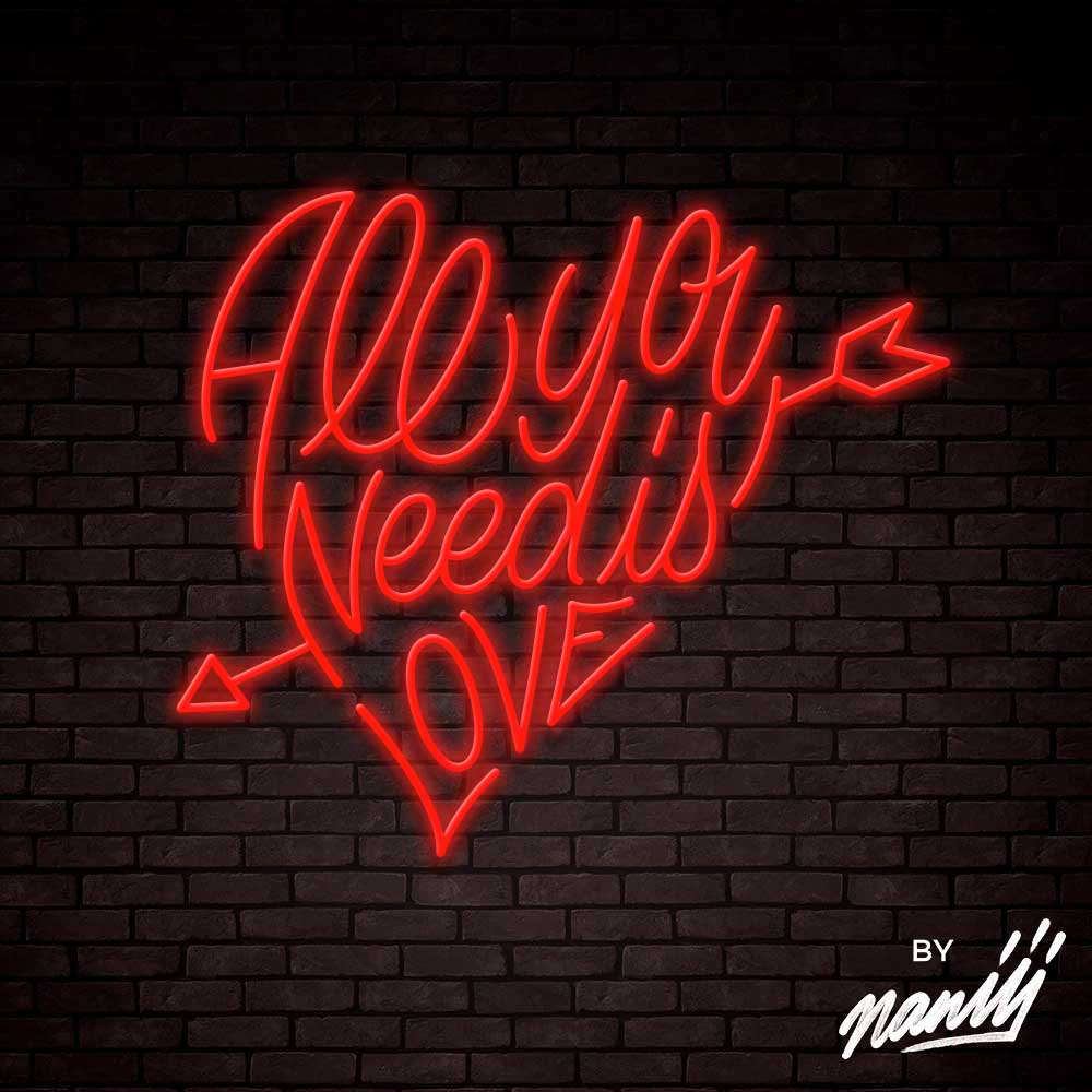 neon deco all you need is love rouge