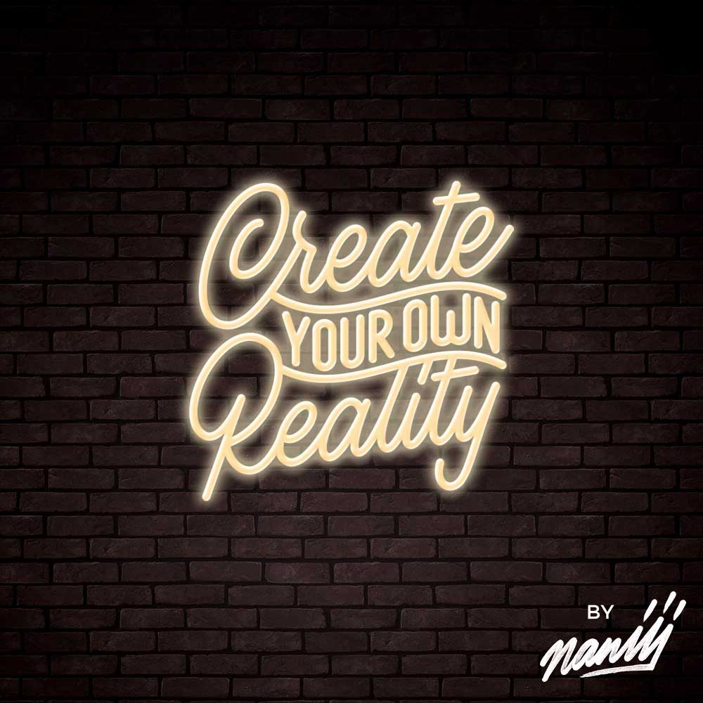 neon deco create your own reality blanc chaud