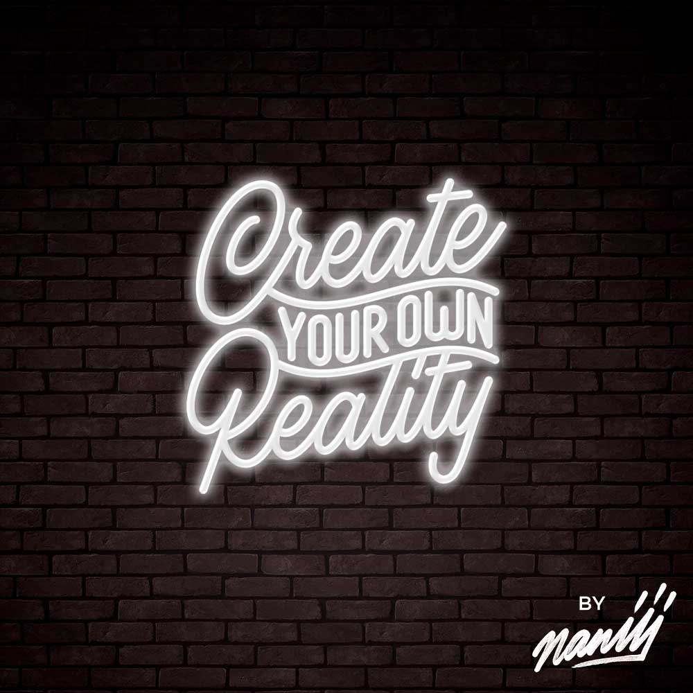 neon deco create your own reality blanc froid