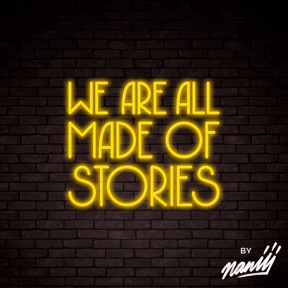 neon deco we are all made of stories jaune
